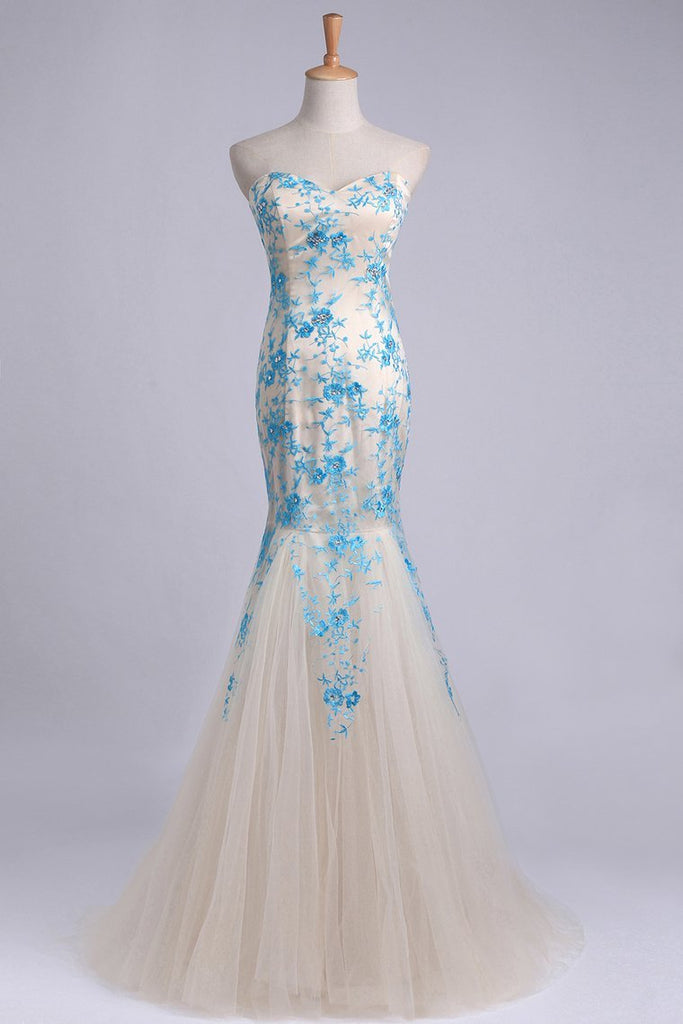 Elegant&Perfect Tulle & Lace Prom Dress Corset Mermaid