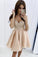 Cute Lace Chiffon V Neck Spaghetti Straps Homecoming Dresses Above Knee Prom Dress