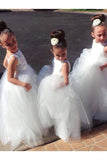 Cute Ball Gown Tulle Scoop V Back Flower Girl Dresses Wedding Party Dresses