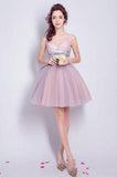 Cute Bling Sequins Short Tulle Party Dress V Neck Pink Lace up Homecoming Dresses
