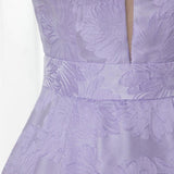 Elegant A-Line Bateau Sleeveless Lilac Floral Satin Prom Dress Long Party Dresses