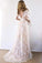 Elegant Lace V Neck Beach Wedding Dresses Short Sleeve Long Backless Wedding Gowns