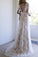 Elegant Lace V Neck Beach Wedding Dresses Short Sleeve Long Backless Wedding Gowns