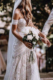 Elegant Mermaid Lace Sweetheart Beach Wedding Dresses Boho Bridal Dresses