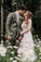 Elegant Scoop Long Sleeve Chiffon Wedding Dresses with Lace Backless Ivory Bridal Dresses