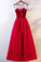 Elegant Spaghetti Straps Tulle Lace up Red Sweetheart Prom Dresses Tulle Formal Dresses