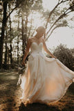 Elegant Strapless Sweetheart Ivory Chiffon Wedding Dresses Backless Wedding Gowns