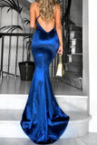2024 Navy Blue New Mermaid V Neck Shirt Dress Long Criss-Cross Sexy Prom Dreses