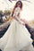 Glamorous V-Neck Backless Sweep Train Long Sleeves Lace Organza Wedding