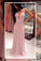 Pink Long Chiffon See Through Sexy V-Neck Sleeveless A-Line Yarn Prom Dresses