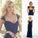 Sexy A-Line Sweetheart Cap Sleeve Lace Open Back Navy Blue Long Bridesmaid Dresses