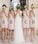 Mismatched Junior Short Lace Knee Length Blush Pink Bridesmaid Dresses Prom Dresses