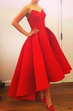 New Fashion High Low Red Vintage Strapless Sleeveless Formal Gowns online prom dresses
