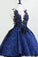 Royal Blue Lace Appliques Short Prom Dresses Vintage Above Knee Homecoming Dress