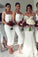 White Straps Mermaid Satin Prom Dresses V Neck Backless Bridesmaid Dresses