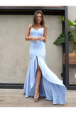 Mermaid Backless Prom Dresses Simple Bridesmaid Dress Satin Floor STBP481AX65