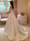 Princess Off the Shoulder Modest Wedding Dresses with Lace Long Sleeves STB15302