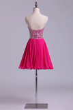 Beaded Sweetheart Short Line/Princess Homecoming Dresses Chiffon