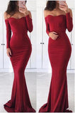 Sexy Off the Shoulder Long Sleeve Sweetheart Red Prom Dresses, Graduation STB15668