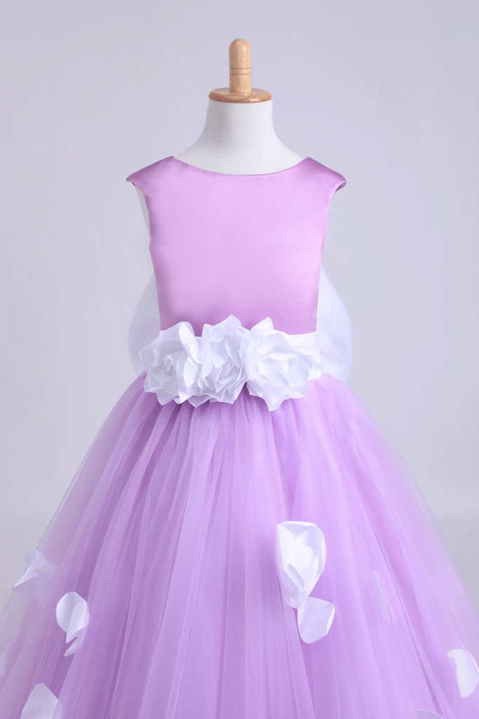 Cute A-Line Ankle-Length Flower Girl Dresses With Bow-Knot