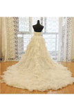 Sweetheart Wedding Dress A Line Organza With Beads And Ruffles