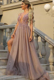 New Arrival Straps Prom Dresses A Line Tulle With Beading And