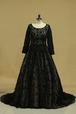 Bateau Long Sleeves Mother Of The Bride Dresses Tulle Sweep Train A Line