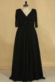 V Neck Chiffon With Beading And Ruffles Mother Of The Bride Dresses A