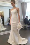 Simple Strapless Mermaid Wedding Dresses Elegant Ivory Sweep Train Wedding STBPNRE33JG
