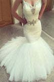 Sweetheart Mermaid Wedding Dresses Straps Beaded Belt