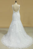 Tulle V-Neck Column Wedding Dresses With Applique And