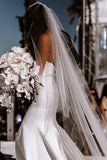 Spaghetti Straps Mermaid Satin Sheath Ivory Wedding Dresses, Wedding Gowns STB15417
