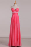 Sweetheart A Line Prom Dresses Chiffon With Beads And