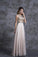 Prom Dresses A-Line Scoop Beaded Bodice Floor-Length Chiffon Zipper Back