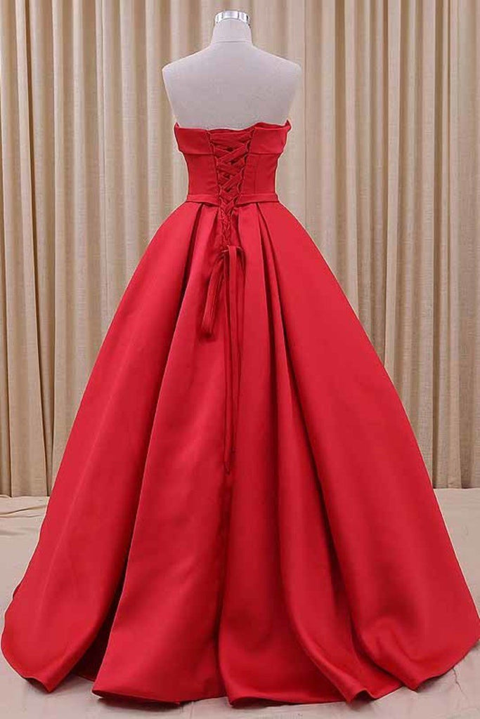 New Arrival Strapless Prom Dresses A Line Satin With