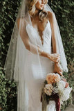 Backless Mermaid Spaghetti Straps Lace Backless Wedding Dresses Beach Bridal Dresses STB15056