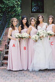 Simple Pink Mismatched A-Line Bridesmaid Dresses, Elegant Chiffon Bridesmaid Dress STB15397