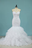 Mermaid Wedding Dresses Sweetheart Organza With Applique Court