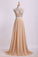Sexy Prom Dresses Halter Two Pieces A Line With Flowing Chiffon Skirt