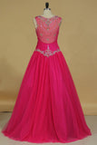 Scoop Tulle With Beads And Ruffles Quinceanera Dresses Floor