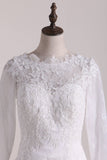 Wedding Dresses Scoop Long Sleeves Open Back Lace With
