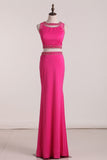 Two-Piece Scoop Spandex With Beads Mermaid Prom