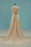 V Neck Wedding Dresses A Line Chiffon With Beads And