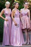 Charming Lilac A-Line V-Neck Floor-Length Convertible Bridesmaid Dresses, Prom Dresses STB15102