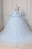 Sweetheart Ball Gown Beading Tulle Prom Dress Court Train Quinceanera STBP5FLTMDC