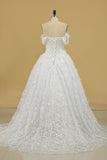 Tulle Off The Shoulder A Line Wedding Dresses With Applique