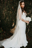 Sheath Sweetheart Sleeveless With Ruffles Satin Wedding Dresses, Beach Bridal Dresses STB15374