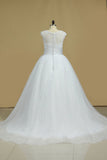 Bateau Wedding Dress Ball Gown Organza & Lace With