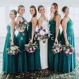 Elegant A Line Green Floor Length Bridesmaid Dresses, Long Prom STB20460