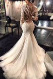 V Neck Wedding Dresses Mermaid/Trumpet With Applique And Beads Sweep